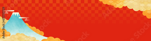 お正月・年賀状　和風タイトル背景（横長バナー）