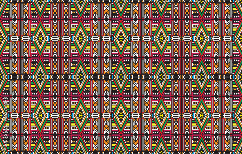 tribal ethnic themes geometric seamless background with a Peruvian american indigenous pattern. Textile print with rich native American tribal themes in an ethnic traditional style. Clothing 