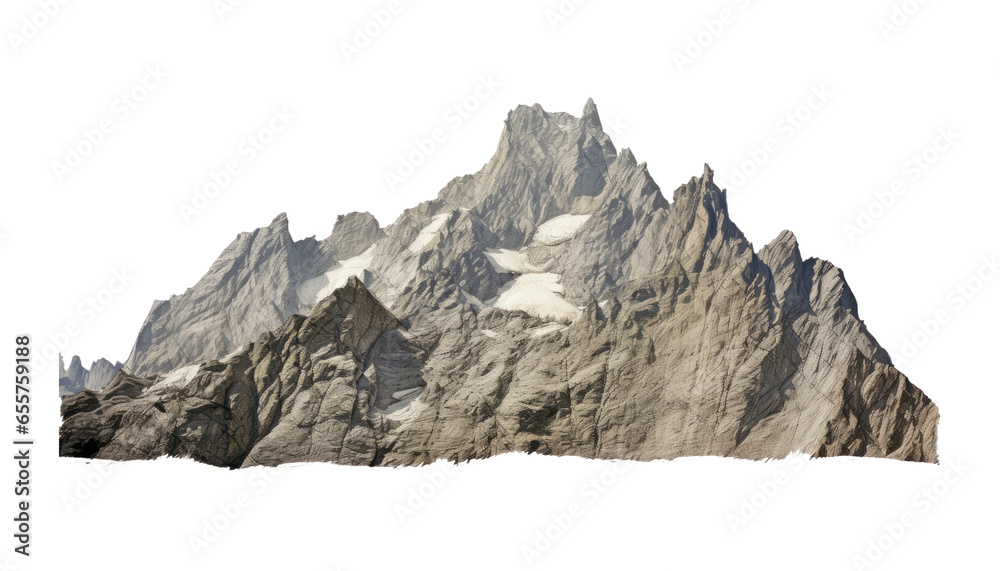 peaks in the mountains isolated on transparent background cutout