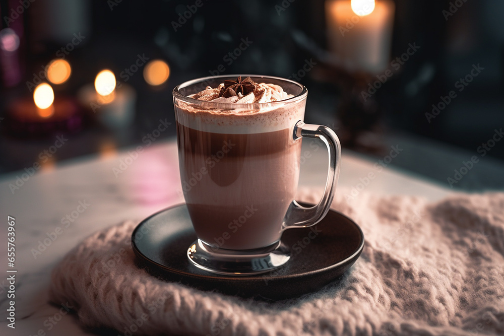 Smooth and Fragrant Coffee with a Sweet Twist, Mid-angle Shot, created with Generative AI Smooth and Fragrant Coffee with a Sweet Twist, Mid-angle Shot, created with Generative AI