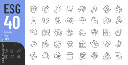 Social Governance Line Editable Icons set. Vector illustration in modern thin line style of public administration icons: ordering, consciousness, regulation, development of the social system.