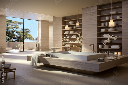 Modern spa and beauty center. Bright cozy bathroom in massage salon