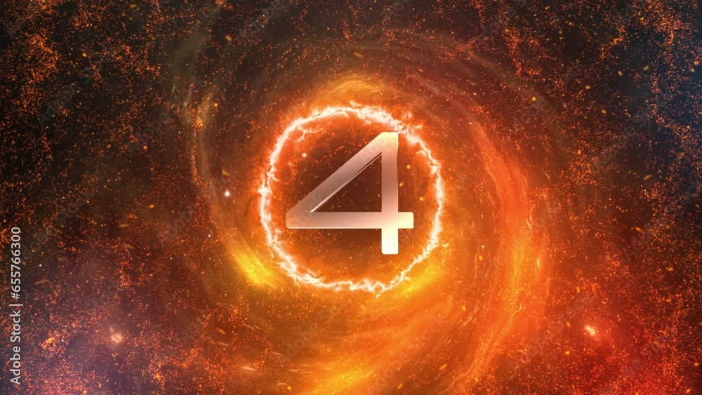 Five Seconds Countdown Timer with abstract fire burst energy background