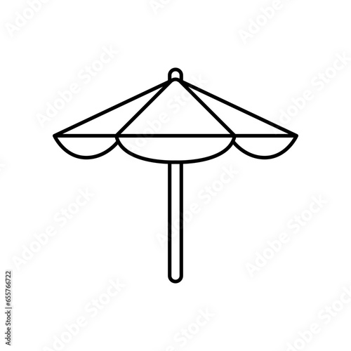 Summer Beach umbrella, Sun protective colorful umbrella symbol of a holiday in sea for infographic, website or app. parasol, relax, vacation, icon. Vector illustration filled outline style