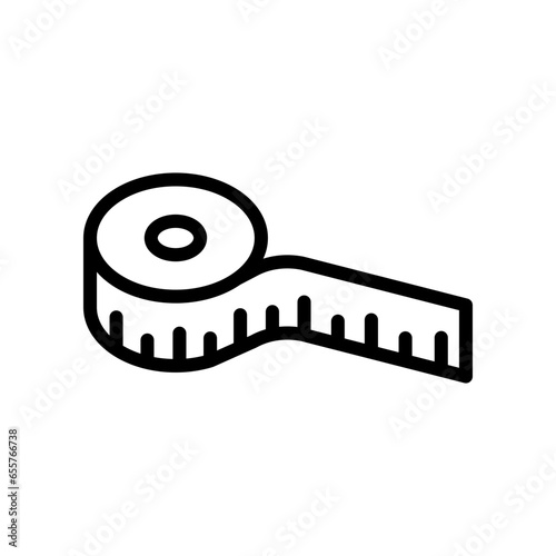 Measuring tape line for length centimeter or meter measure can be used for creative template, logo, craft, website and apps. isometric slim icon. Vector illustration filled outline style