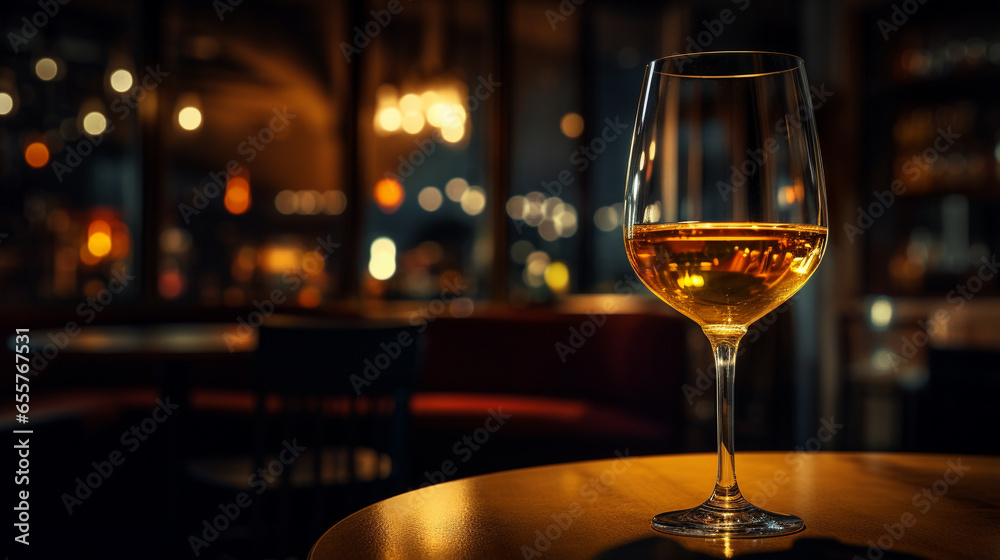 Product photograph of Wine glasson a table in a nigth bar. Dramatic light. Yellow color palette. Drinks. Product photograph of Wine glasson a table in a nigth bar. Dramatic light. Yellow color palette. Drinks.