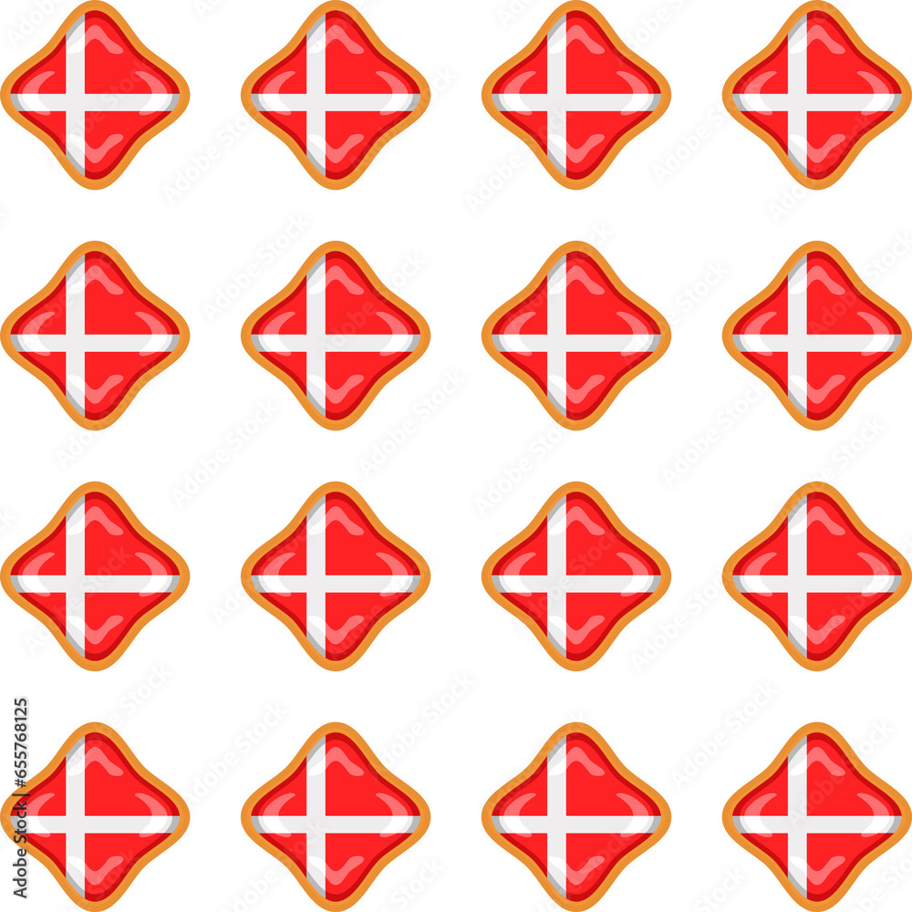 Pattern cookie with flag country Denmark in tasty biscuit Pattern cookie with flag country Denmark in tasty biscuit