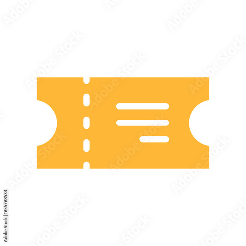 Cinema or Movie Ticket symbol for entry and entrance permission. Yellow Festival coupon or voucher admission icon for logo, symbol, Apps, website. vector illustration filled outline style