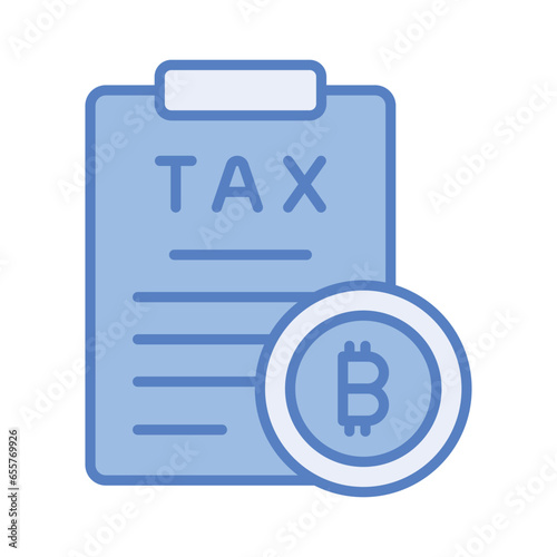 Bitcoin, cryptocurrency and digital currency tax icon concept,