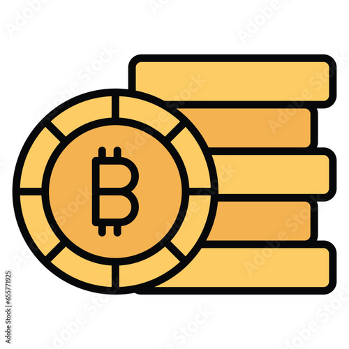 Cryptocurrency coins stack vector design, bitcoin icon in modern style