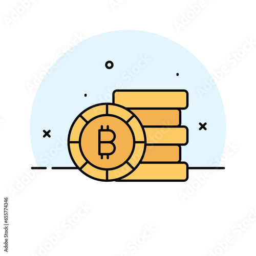 Cryptocurrency coins stack vector design, bitcoin icon in modern style