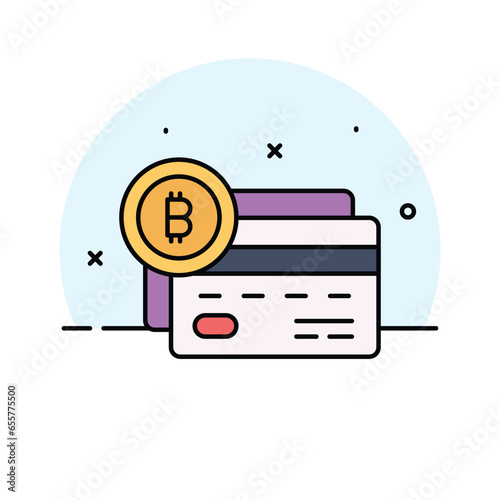 Bitcoin debit card vector design in modern style, ready to use icon