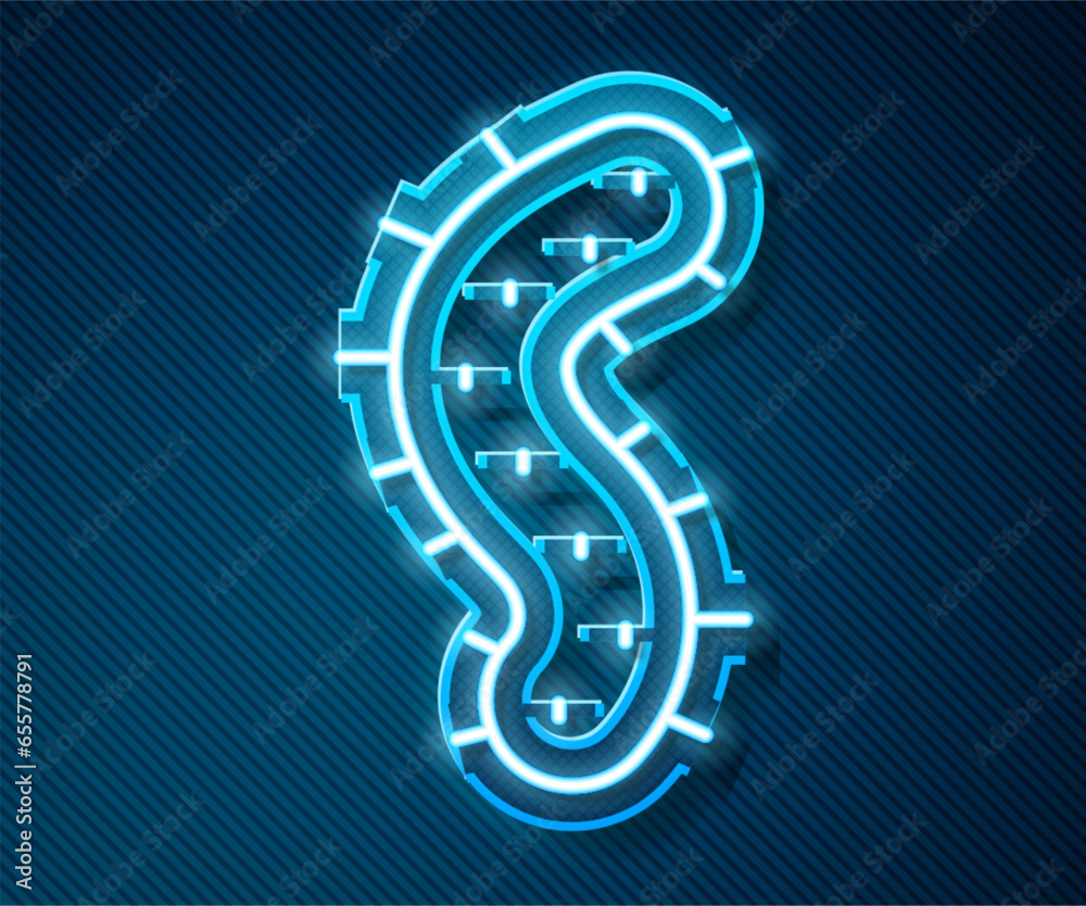 Naklejka premium Glowing neon line Virus icon isolated on blue background. Corona virus 2019-nCoV. Bacteria and germs, cell cancer, microbe, fungi. Vector