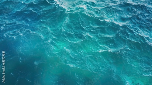 Vibrant streaks of cerulean blue and emerald green resembling the interplay of ocean waves. 