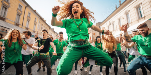 group of young people perform St. Patrick day