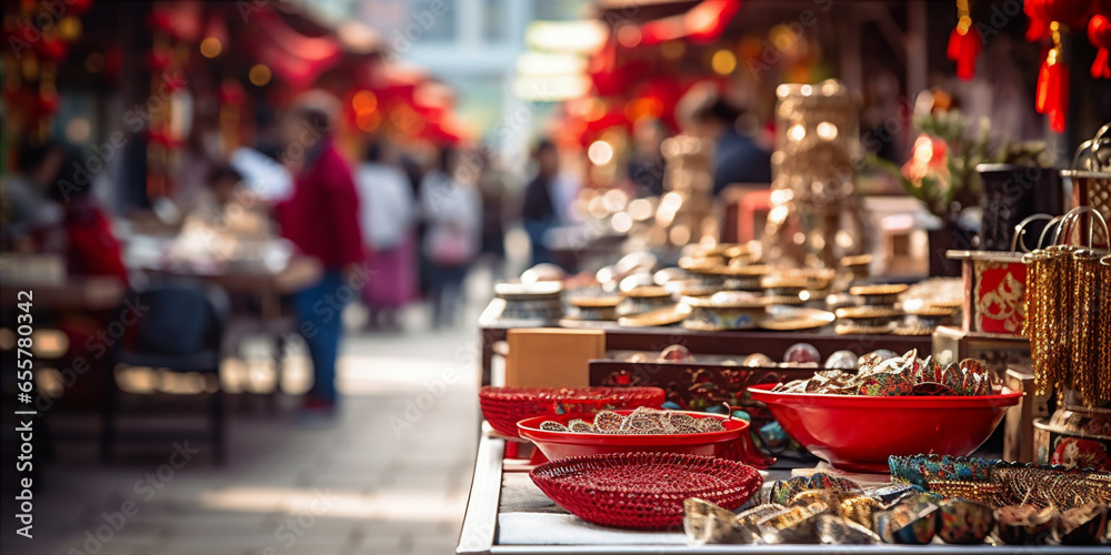 Naklejka premium street market during Chinese New Year
