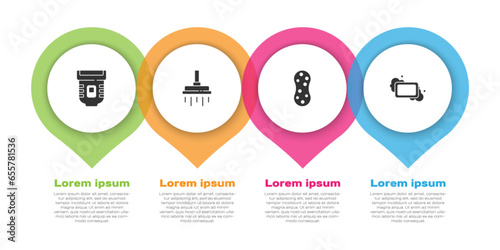 Set Epilator, Shower head, Sponge and Bar of soap. Business infographic template. Vector