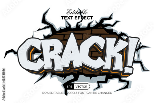 Crack Text Effect Comic Style. Editable Text Effect Sticker Style.