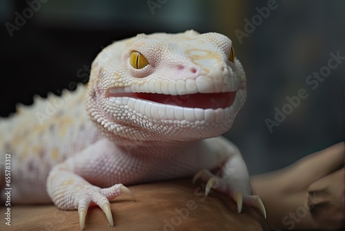 Albino gecko creature. 3d photo-realistic illustration.
