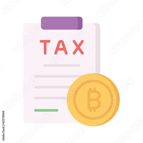 Bitcoin, cryptocurrency and digital currency tax icon concept,