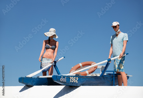 mannequins dressed as lifeguards photo