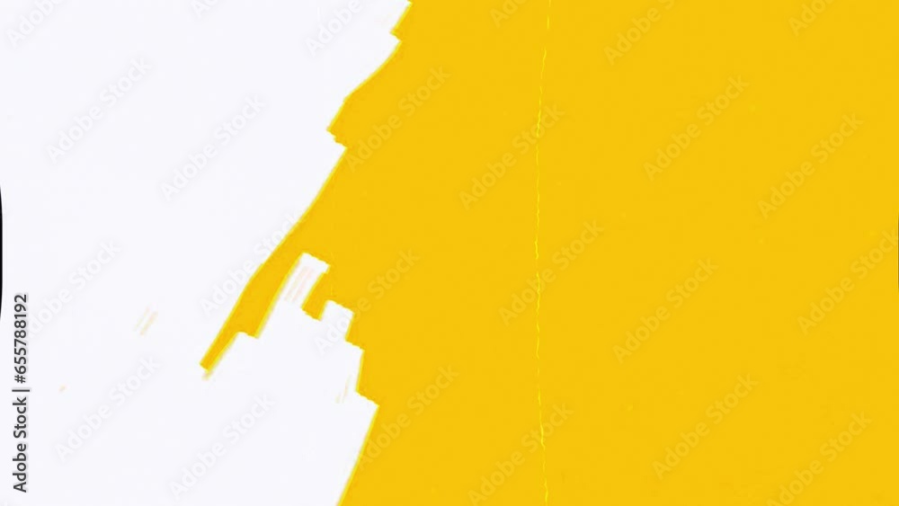Transition effect of yellow brush strokes on a white background. 4k quality transition animation