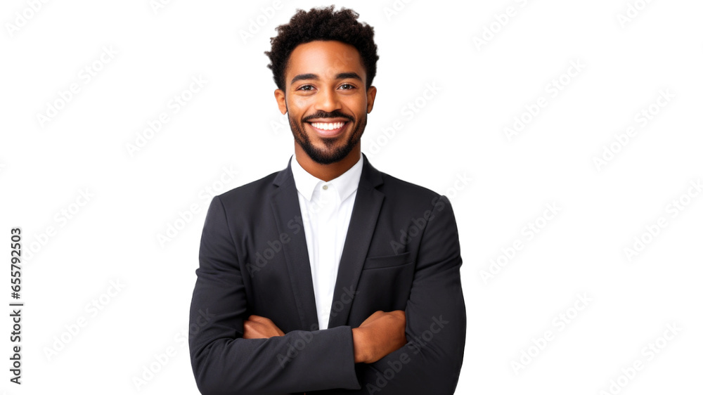 African-american young freelancer businessman student boss working remotely on laptop, watching webinars online. Transparent background or PNG file. Generated by AI African-american young freelancer businessman student boss working remotely on laptop, watching webinars online. Transparent background or PNG file. Generated by AI