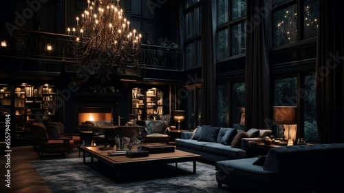 Elegance in Shadows: Exploring the Dark and Mysterious Villa with Moody Lighting and Sophisticated Decor © Muhammad