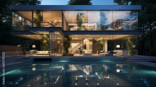Transparency and Tranquility: A Glass House with a Pool – Modern Architectural Marvel