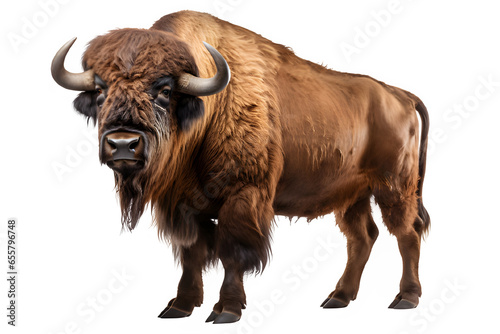 bison side view png ,American bison isolated on transparent background ,generative ai photo