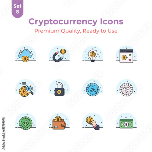 Get this beautifully designed cryptocurrency vectors set, ready for premium download