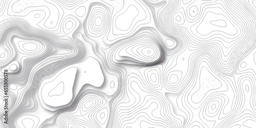 Topographic map background geographic line map with seamless ornament design. The black on white contours vector topography stylized height of the lines map.