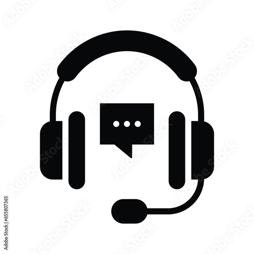 Chat bubble with headphones showing concept icon of customer support