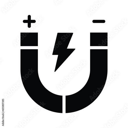 Physics magnet icon in flat style, scalable vector of attraction