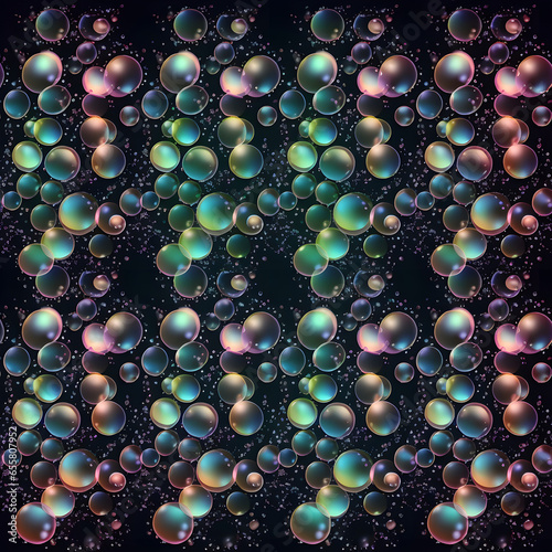 background of vertically grouped soap bubbles on dark background