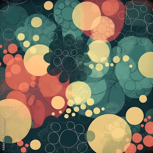 abstract background with blue and red orange retro vintage circles