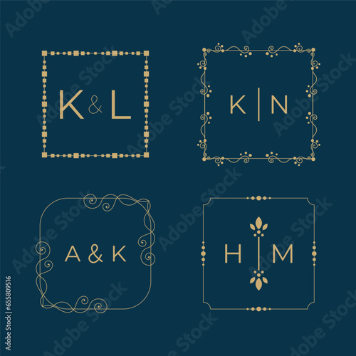 Wedding Monogram Logo Crest, Wedding Logo Design, Custom Wreath Wedding Monogram, Crest Initial Wedding Logo