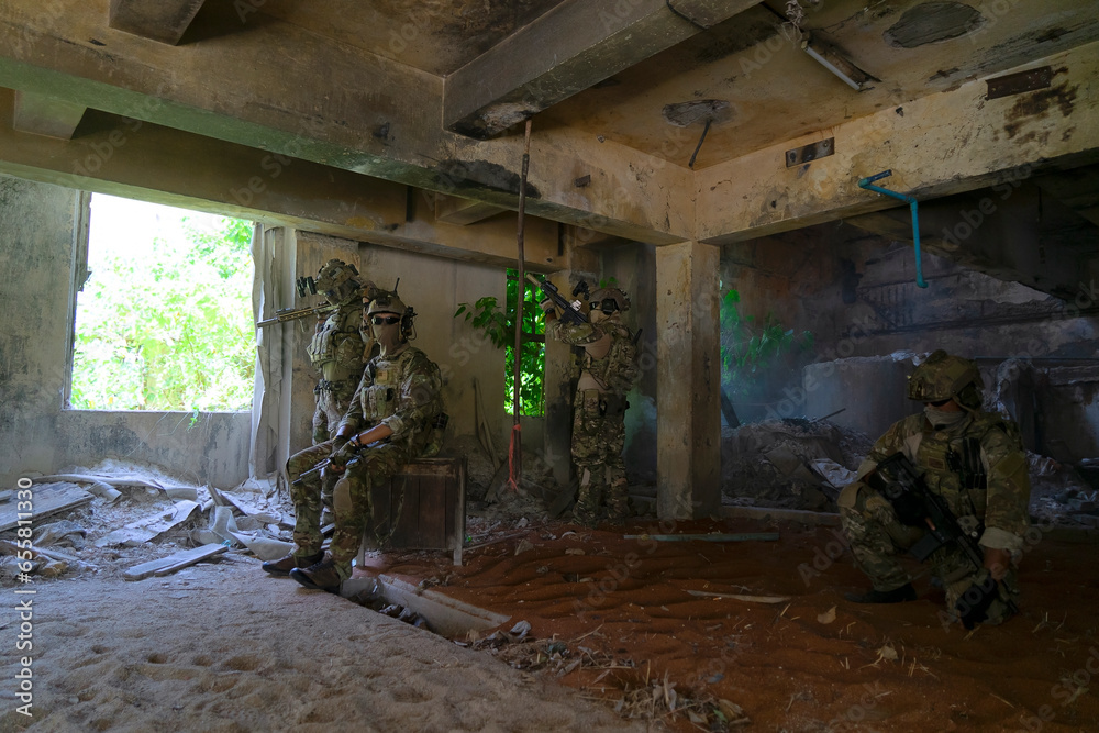 Soldier in civil war, ruined building. Soldier in civil war, ruined building.