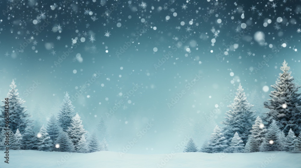 Abstract minimal winter Christmas background with Christmas tree, element and snowflakes, AI generated Abstract minimal winter Christmas background with Christmas tree, element and snowflakes, AI generated
