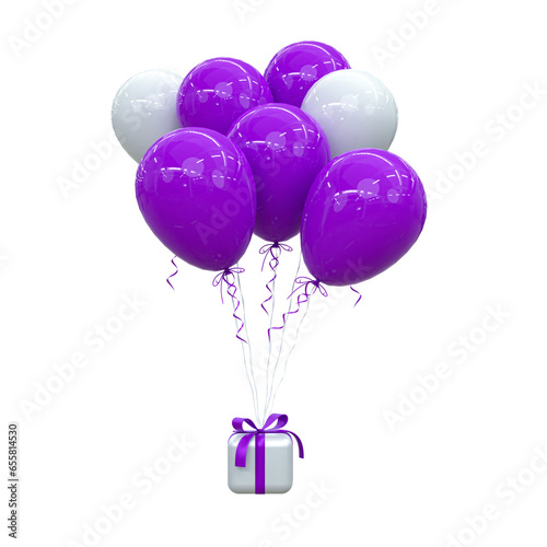 Helium balloons in soft pastel colors Valentine's day, wedding and birthday Balloon 3d rendering 