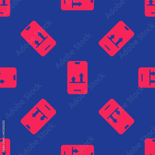 Red Online sports betting icon isolated seamless pattern on blue background. Sport bet bookmaker. Betting online make money. Vector