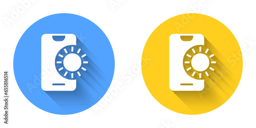 White Online sports betting icon isolated with long shadow background. Sport bet bookmaker. Betting online make money. Circle button. Vector