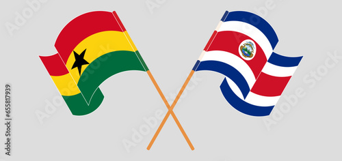 Crossed flags of Ghana and Costa Rica. Official colors. Correct proportion