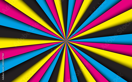CMYK abstract background. Vector illustration of four cmyk colours. Cyan, magenta, yellow and black. Colorful bright pattern