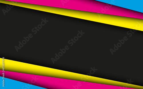 Modern material background with overlapped layers in cmyk colors. Template for your business. Vector abstract widescreen background