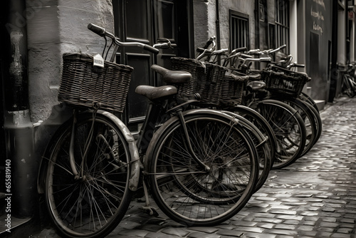 Old bicycles in the city street. Cycling concept. Sport concept, World Bicycle Day, Outdoor Weekend lifestyle concept © Canities