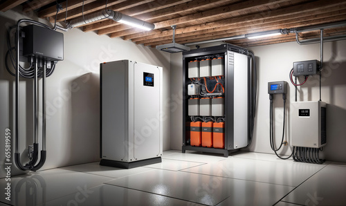 Energizing tomorrow, today: basement battery storage for renewable living. photo