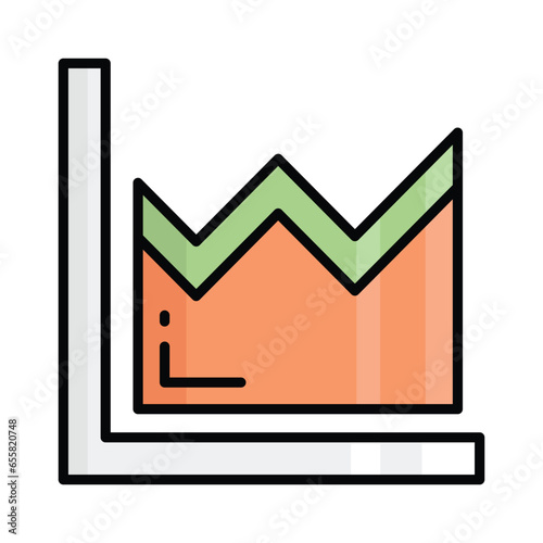 A trendy area graph chart vector icon