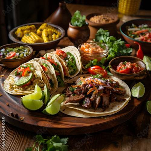 Mexican food on a wooden table
