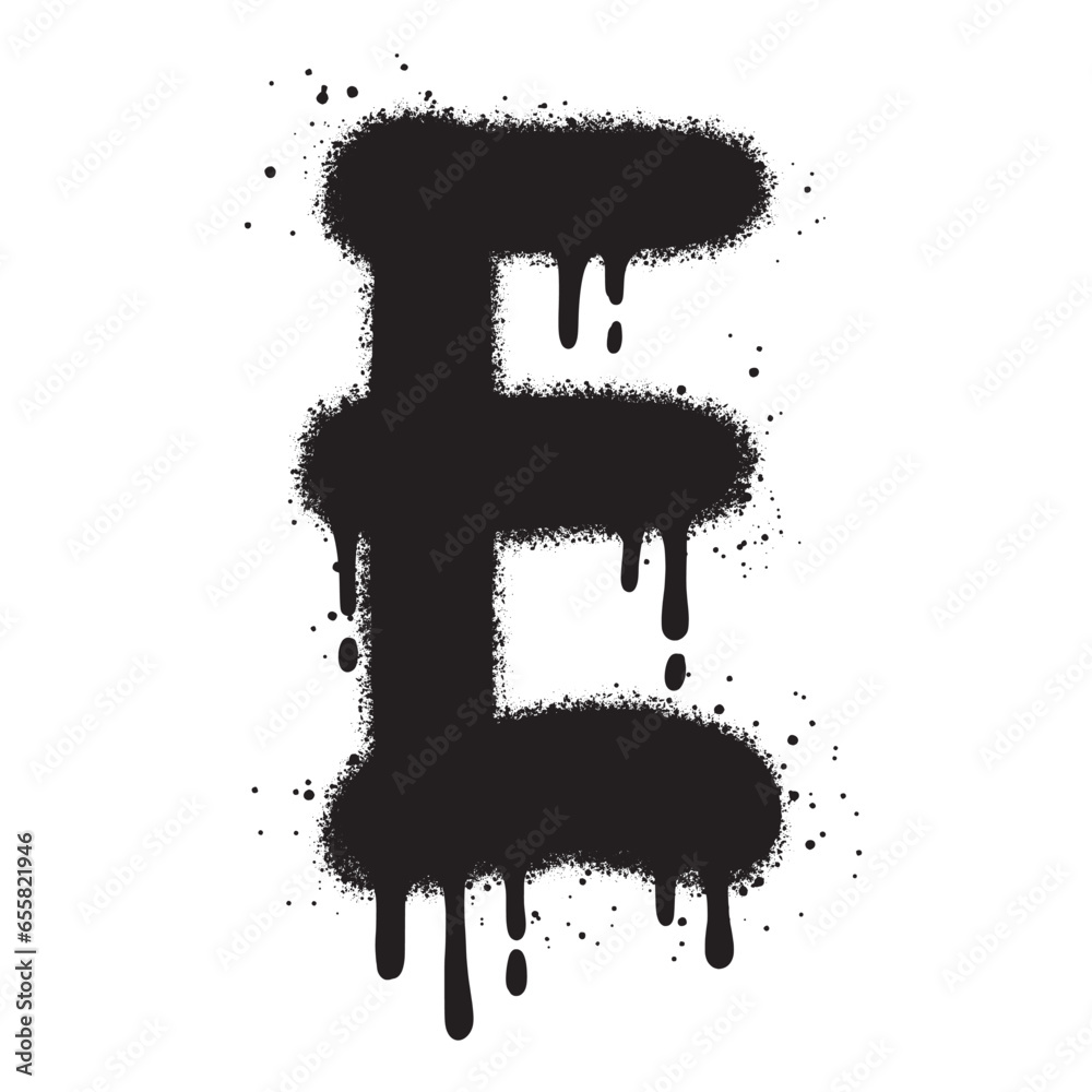 Spray Painted Graffiti font E Sprayed isolated with a white background. Vector illustration.